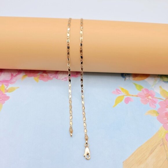 Shiny Rose Gold Twisted Chain Necklace, 18 Inch, Gold Plated Brass, XPNL0103 - Picture 8 of 12